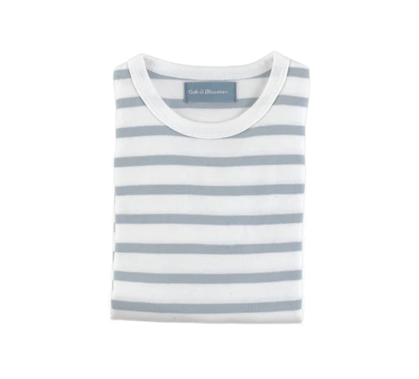 Grey and White Breton Striped T-Shirt