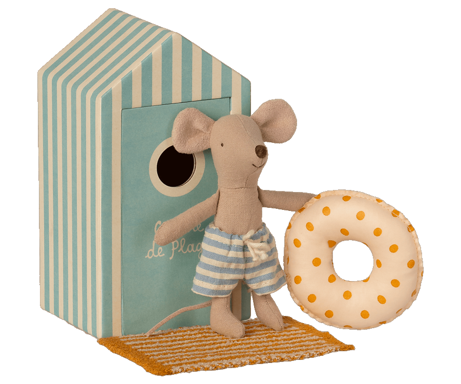 Maileg Little Brother Mouse in a Beach Hut
