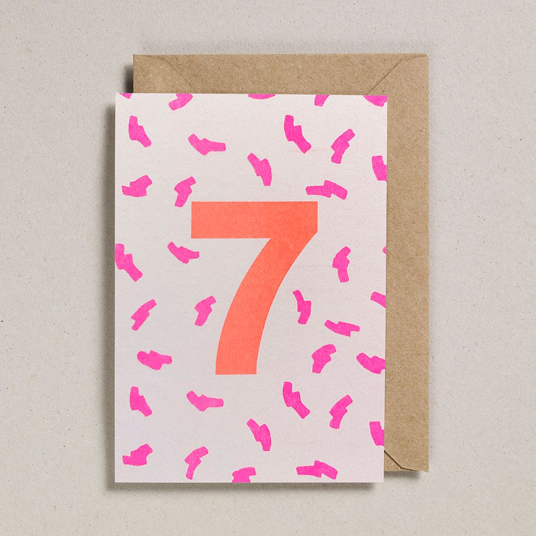Orange and Pink Number Card (ages 1-10)