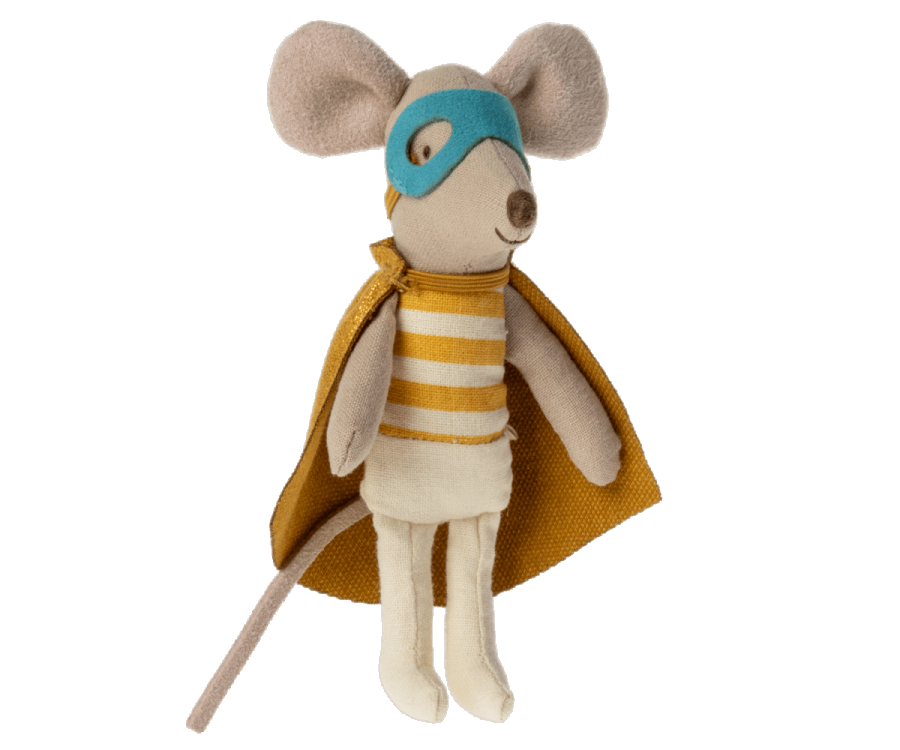 Maileg Super Hero Little Brother Mouse in a Matchbox