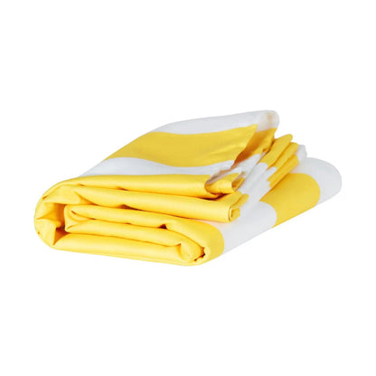 Boracay Yellow striped cabana towel from Dock & Bay folded