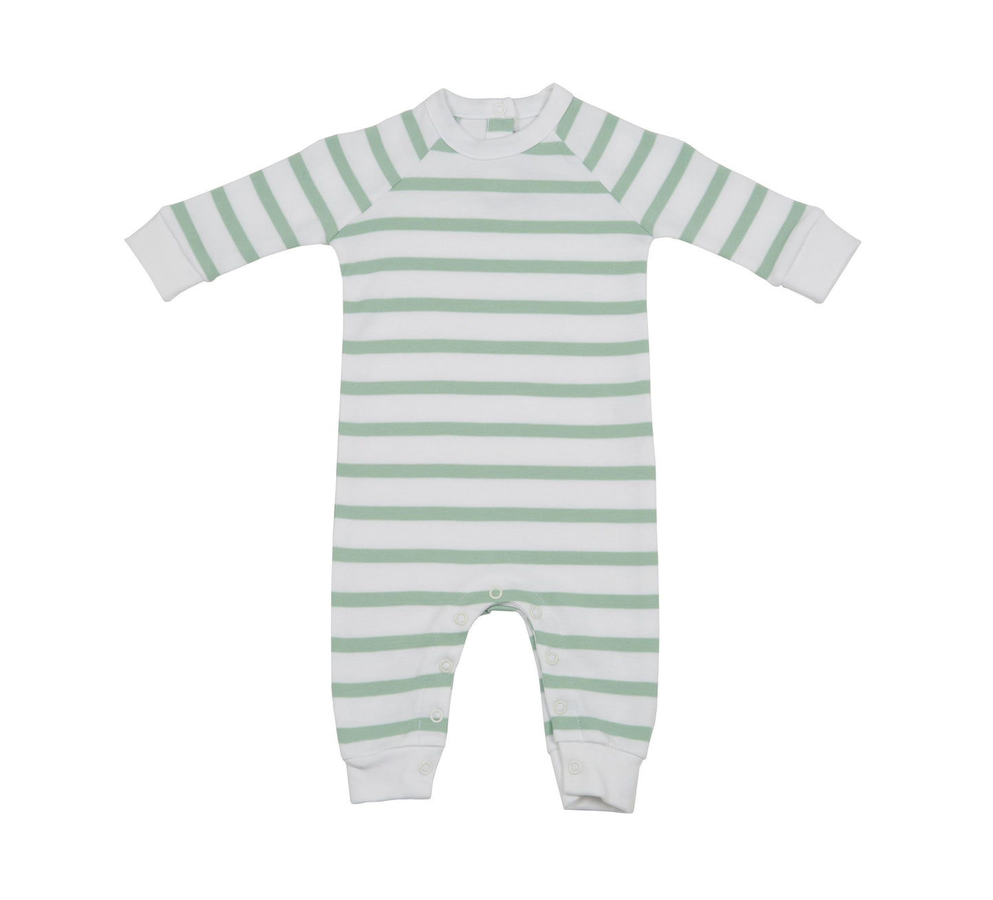 Seafoam and White Breton Striped All-in-One