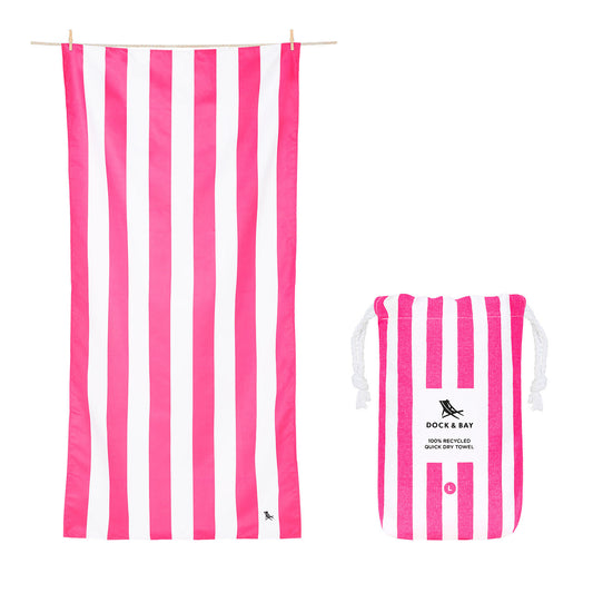 phi phi pink striped cabana towel from dock and bay