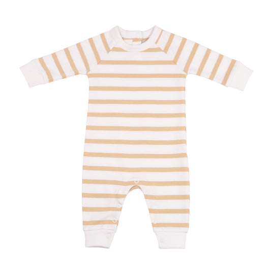 Biscuit and White Breton Striped All-in-One