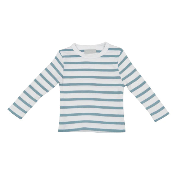 Ocean Blue and White Breton Striped T-Shirt