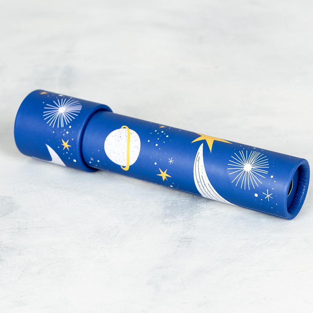 Blue and white space themed kaleidoscope