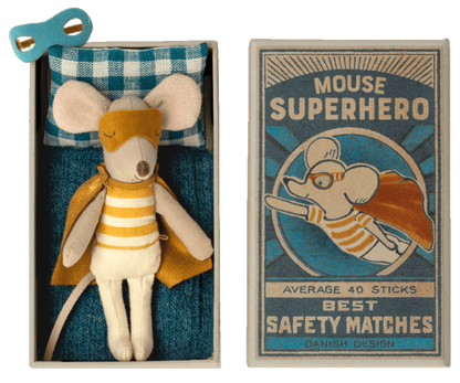 Maileg Super Hero Little Brother Mouse in a Matchbox