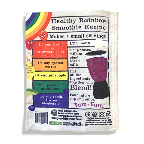 Nursery Times Crinkly Newspaper Cloth Book - Eat A Rainbow