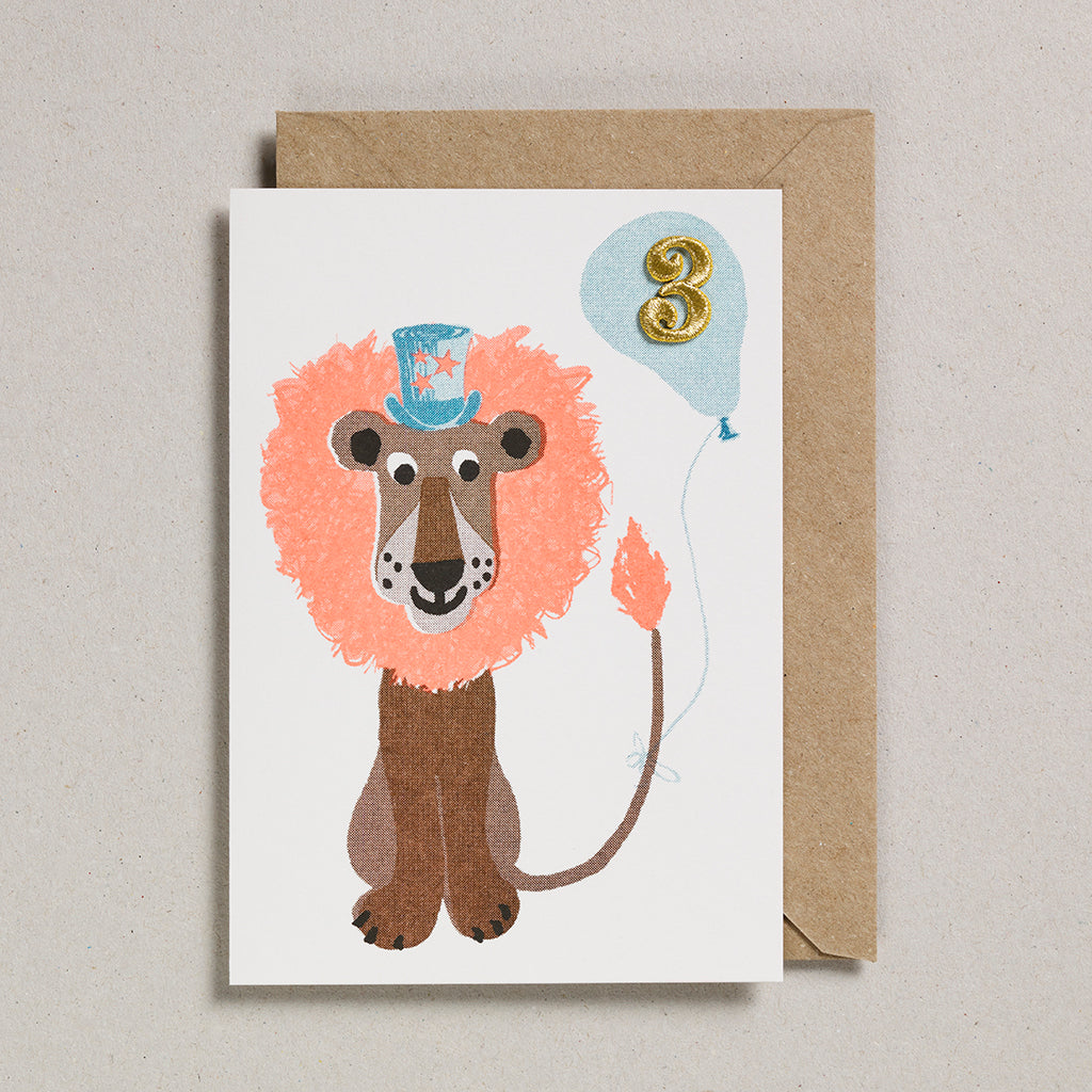 Confetti Pets Age 3 Lion Card