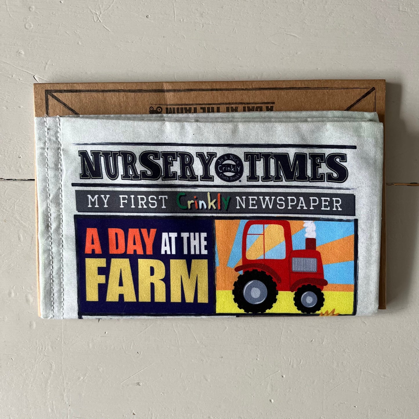Nursery Times Crinkly Newspaper Cloth Book - Farm Animals