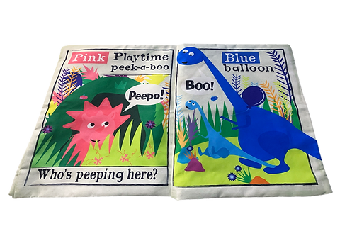 Nursery Times Crinkly Newspaper Cloth Book - Rainbow Dinosaurs