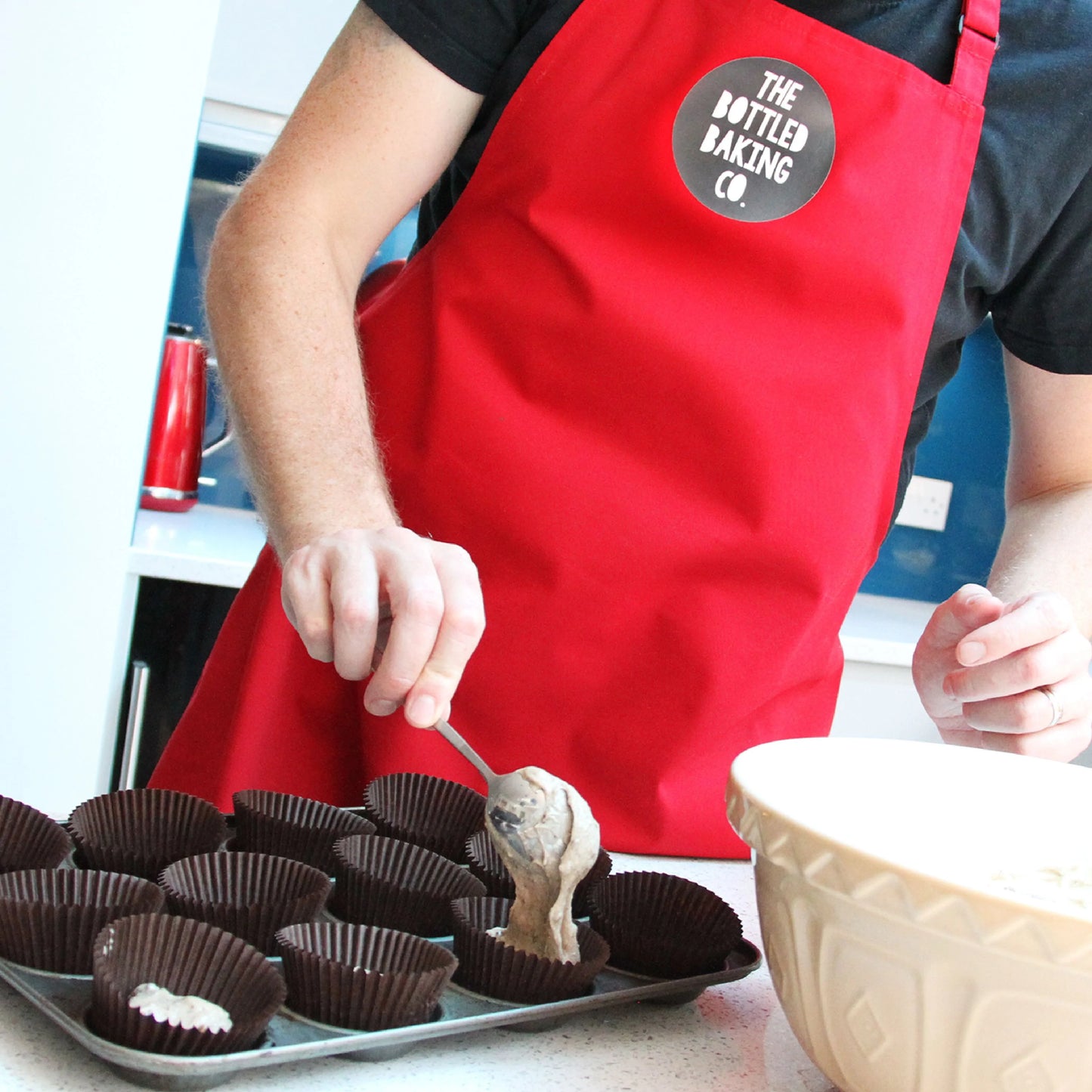 making cookies and cream muffin mix by the bottled baking co