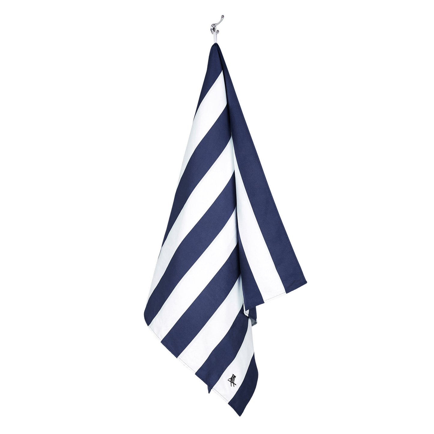 navy and white striped cabana towel from dock and bay