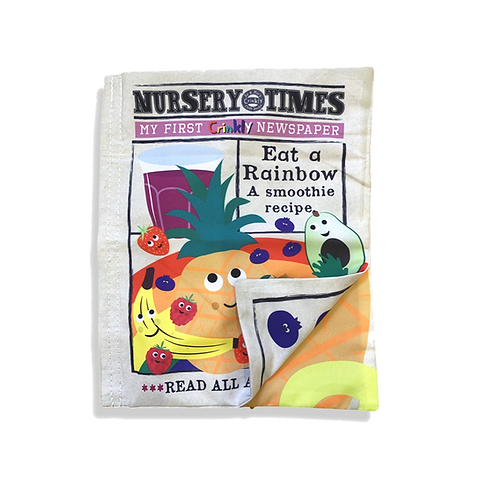 Nursery Times Crinkly Newspaper Cloth Book - Eat A Rainbow